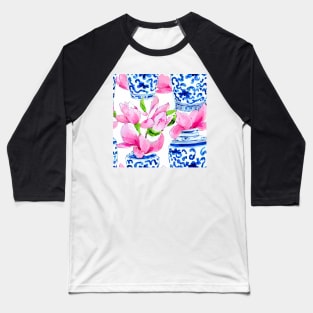 Chinoiserie jars with magnolia flowers Baseball T-Shirt